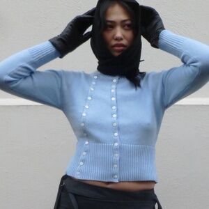 Caspar The Label THE POET CARDIGAN CORNFLOUR BLUE